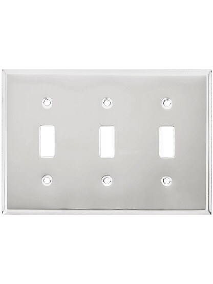 Classic Triple Toggle Switch Plate In Polished Chrome.
